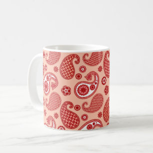 Paisley Pattern, Shades Coral Orange Kaffee Mu Kaffeetasse