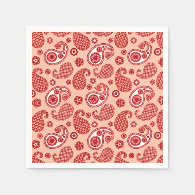 Paisley Pattern, Shades of Coral Orange Serviette (Vorderseite)