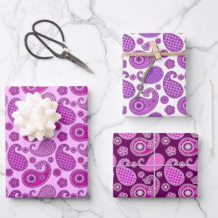 Paisley Pattern, Shades of Orchid und Lila Geschenkpapier Set