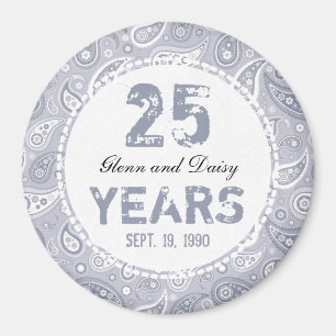 Paisley Pattern zum 25. Mal zum Hochzeitstag Magnet