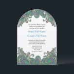 Paisley Peacock Colors Einladung zur Hochzeit<br><div class="desc">Mehndi Indian Paisley Peacock Inspiriert Colors Aquamarin Aqua Türkis Copper Bronze Gold Hochzeitseinladungen. Zauberhafte Märchenmesse für Viktorianisches Pfauenthema Hochzeitseinladungen. Ein featherisches und exotisches Design mit einer Roaring 20s,  Gatsby,  Viktorianisch,  marokkanisch oder indisch Mehndi flare #GrandMillennial Chinoiserie,  Grand Millennium, </div>