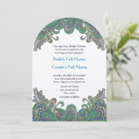 Paisley Peacock Colors Einladung zur Hochzeit