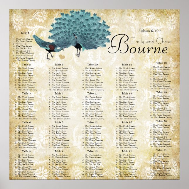 Paisley Peacock Colors Empfang Seekarte Poster (Vorne)