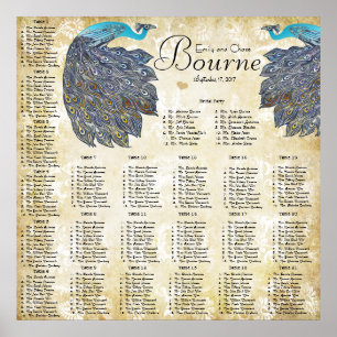 Paisley Peacock Colors Empfang Seekarte Poster