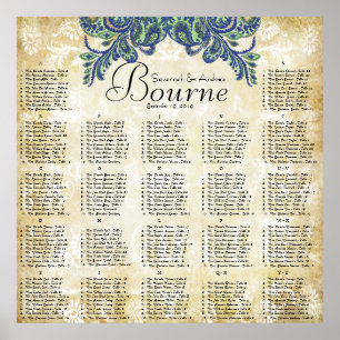 Paisley Peacock Colors Empfang Seekarte Poster