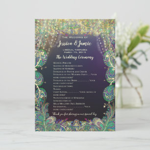 Paisley Peacock Colors Wedding Program Programm