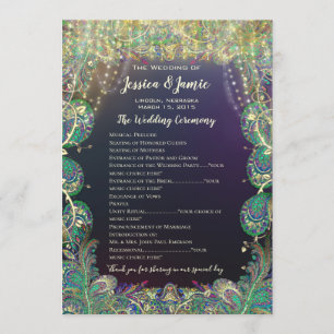 Paisley Peacock Colors Wedding Program Programm