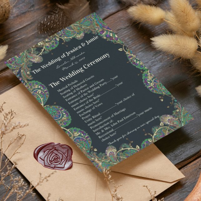Paisley Peacock Colors Wedding Program Programm (Von Creator hochgeladen)