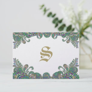 Paisley Peacock Colors Wedding Response Cards RSVP Karte
