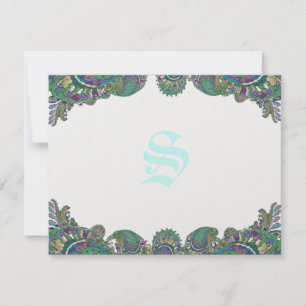 Paisley Peacock Colors Wedding Response Cards RSVP Karte