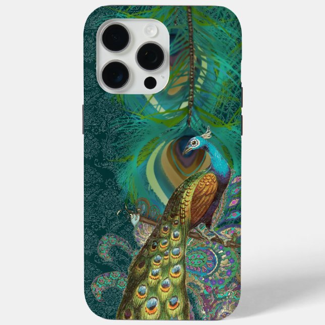 PAISLEY Peacock & Feather GOLD COPPER UND GREEN Case-Mate iPhone Hülle (Rückseite)