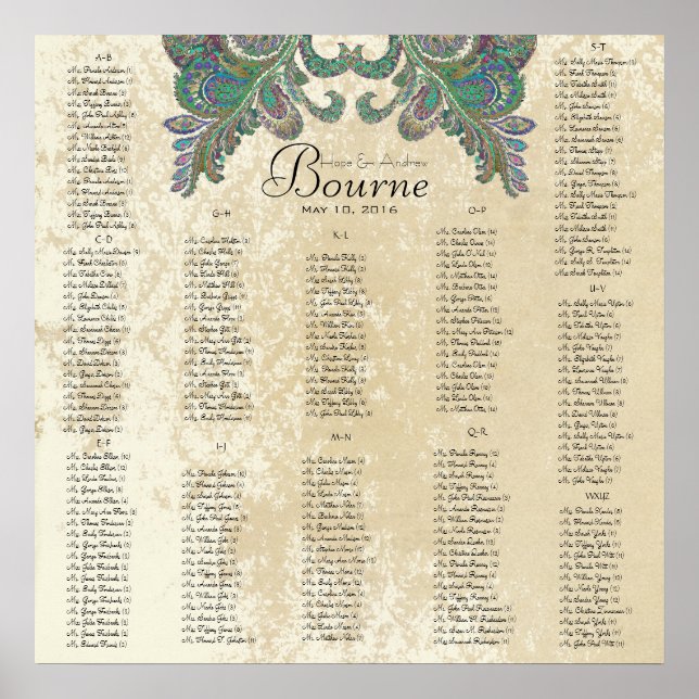 Paisley Peacock - Größe 35 x 35 verwenden (200 Gäs Poster (Vorne)