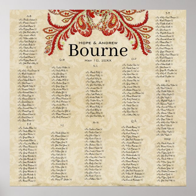 Paisley Peacock Red Earth Tonee 200 Gäste Poster (Vorne)