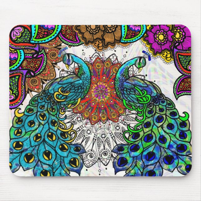Paisley Peacocks Mousepad (Vorne)