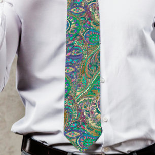 Paisley-Pfau-Farben Hochzeitstücher Krawatte