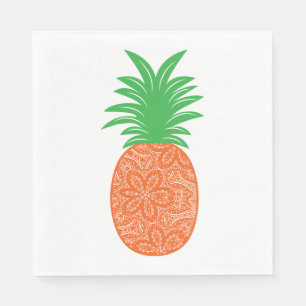 Paisley Pineaple Orange Floral Tropical Wedding Serviette