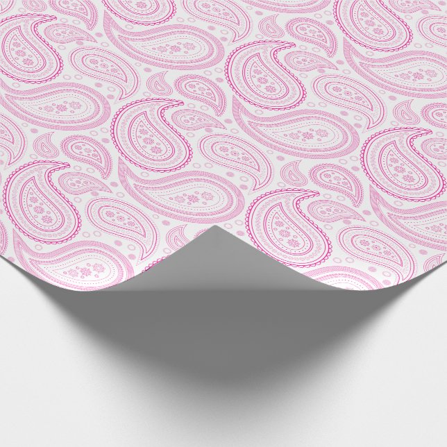Paisley-Pink auf weißem Packpapier (Ecke)