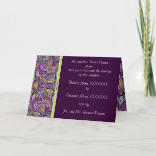 Paisley Plum Eggplant Limone Hochzeitseinladung Einladung