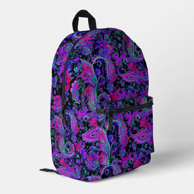 Paisley Psychedelisch Bedruckter Rucksack (Rückseitige Ecke links)