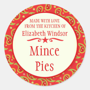 Paisley Red Green Cookie Swap Backgeschenke Sticke Runder Aufkleber