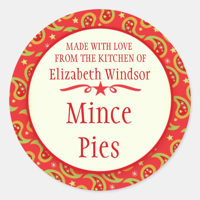 Paisley Red Green Cookie Swap Backgeschenke Sticke Runder Aufkleber (Vorderseite)