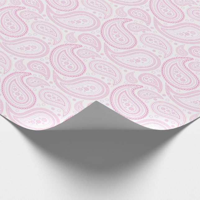 Paisley-Rosa auf weißem Packpapier (Ecke)