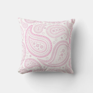 Paisley-Rosa auf weißem Wurfs-Kissen Kissen