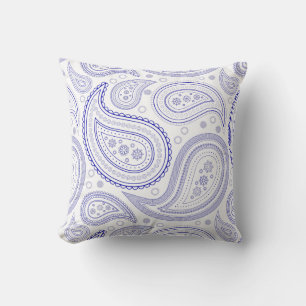 Paisley Royal Blau auf Weiß Wurfkissen Kissen