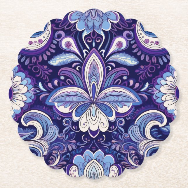 Paisley Royal Blue Coaster Untersetzer (Vorderseite)