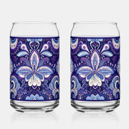 Paisley Royal Blue Soda Glass Dosenglas
