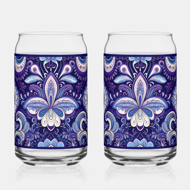 Paisley Royal Blue Soda Glass Dosenglas (Vorderseite)