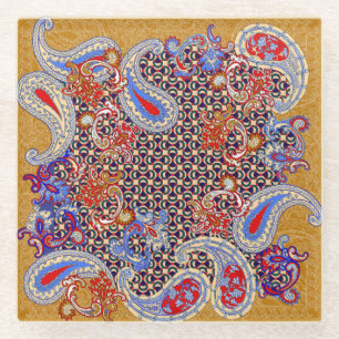 Paisley Scarf: Design der mehrfarbigen Stoffe Glasuntersetzer