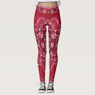 Paisley, Schädel, Bandana, Quadrat-Design. Leggings
