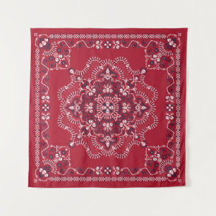 Paisley, Schädel, Bandana, Quadrat-Design. Wandteppich