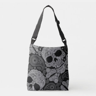 Paisley Skull Black Tragetaschen Mit Langen Trägern