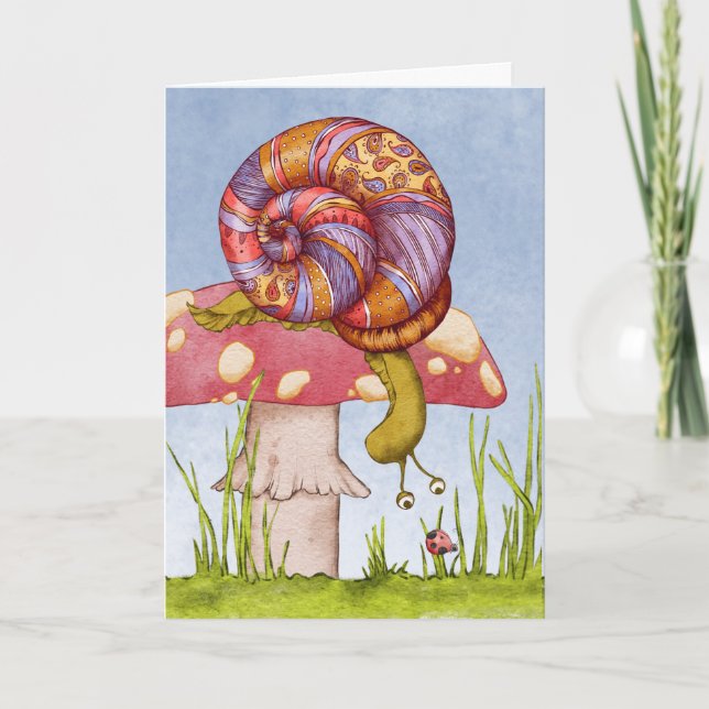 Paisley snail toadstool ladybug Hallo Freund Karte (Vorderseite)