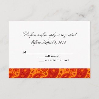 Paisley Starfish - Warme Sommer-Antwortkarte RSVP Karte