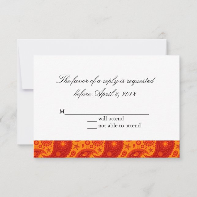 Paisley Starfish - Warme Sommer-Antwortkarte RSVP Karte (Vorderseite)