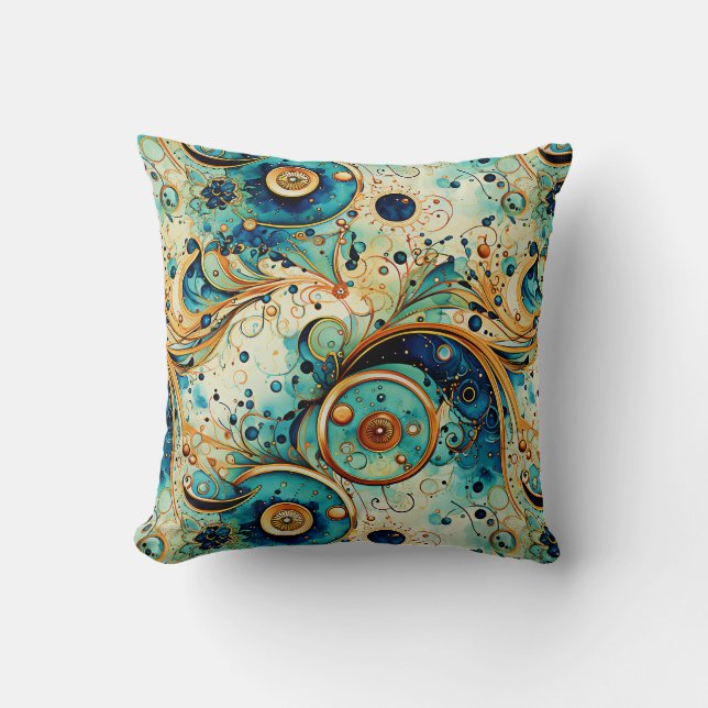 Paisley Steampunk Throw Pillow Kissen (Vorderseite)