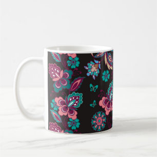 Paisley-Streifen: Schwarze dekorative nahtlose Obe Kaffeetasse