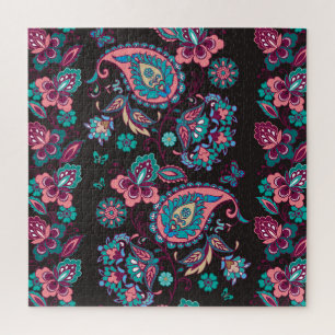 Paisley-Streifen: Schwarze dekorative nahtlose Obe Puzzle