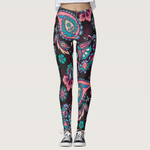 Paisley Strip: Schwarz dekorativ Nahtlos Leggings