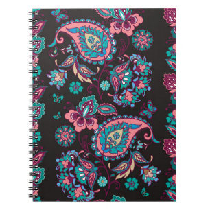 Paisley Strip: Schwarz dekorativ Nahtlos Notizblock