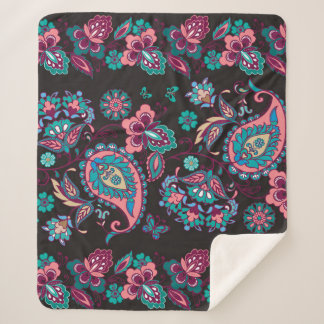 Paisley Strip: Schwarz dekorativ Nahtlos Sherpadecke