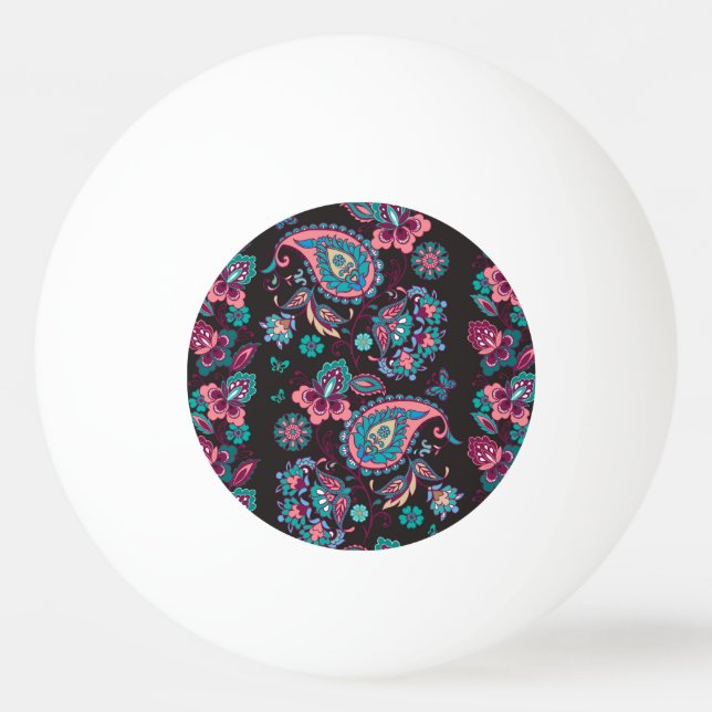 Paisley Strip: Schwarz dekorativ Nahtlos Tischtennisball (Vorderseite)
