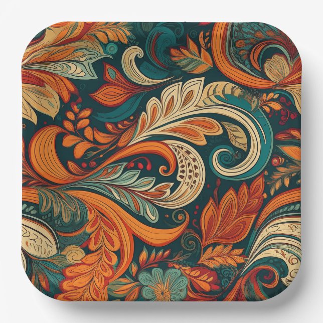 Paisley Swirl Paper Plate Pappteller (Vorderseite)