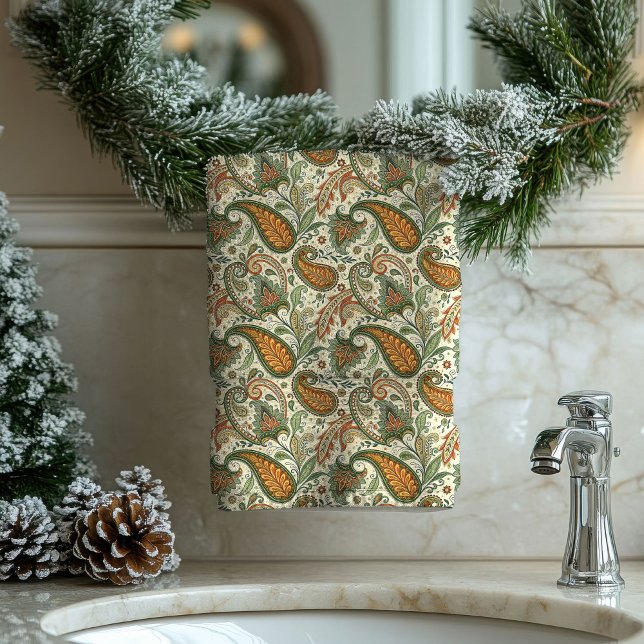 Paisley Swirl Towel Earthy Boho Gift for Their Hom Badhandtuch Set (Paisley Swirl Towel Earthy Boho Gift for Their Home)