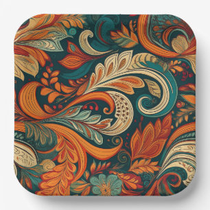 Paisley-Swirls-Papierteller Pappteller