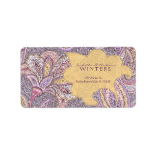 Paisley- und Blumenmuster Adressaufkleber