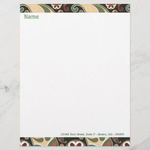 Paisley- und Blumenschriftkopf Briefbogen
